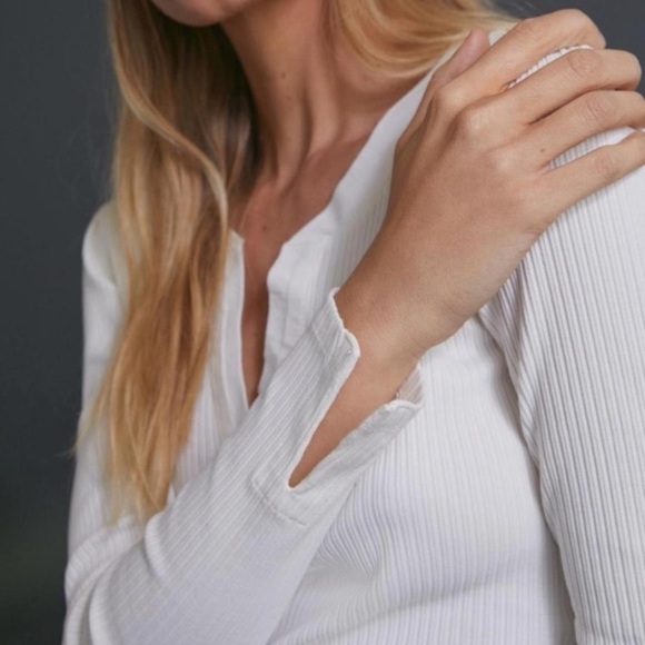 NWT Anthropologie x Maeve XS White Spliced Neck Top - Picture 2 of 7